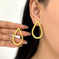 1 Pair Lady Modern Style Classic Style Water Droplets Solid Color 304 Stainless Steel No Inlay 18K Gold Plated Drop Earrings main image 1