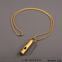 304 Stainless Steel 18K Gold Plated Hip-Hop Rock Polishing Plating Hollow Out Whistle Pendant Necklace main image 5