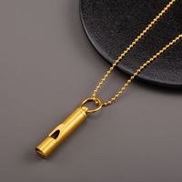 304 Stainless Steel 18K Gold Plated Hip-Hop Rock Polishing Plating Hollow Out Whistle Pendant Necklace main image 3