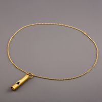 304 Stainless Steel 18K Gold Plated Hip-Hop Rock Polishing Plating Hollow Out Whistle Pendant Necklace main image 2
