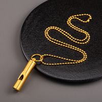 304 Stainless Steel 18K Gold Plated Hip-Hop Rock Polishing Plating Hollow Out Whistle Pendant Necklace main image 4