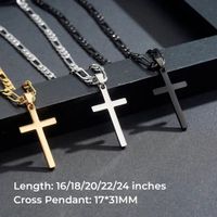 304 Stainless Steel 18K Gold Plated Casual Vintage Style Cross Double Layer Necklaces main image 2
