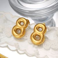 1 Pair Modern Style Simple Style Infinity 304 Stainless Steel 18K Gold Plated Ear Studs main image 6