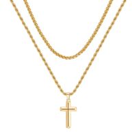 304 Stainless Steel 18K Gold Plated Casual Vintage Style Plating Cross Layered Necklaces main image 2