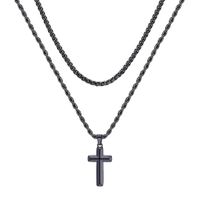 304 Stainless Steel 18K Gold Plated Casual Vintage Style Plating Cross Layered Necklaces main image 1