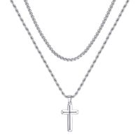 304 Stainless Steel 18K Gold Plated Casual Vintage Style Plating Cross Layered Necklaces main image 3