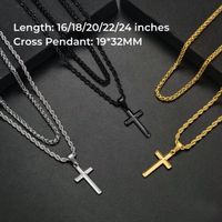 304 Stainless Steel 18K Gold Plated Casual Vintage Style Plating Cross Layered Necklaces main image 5