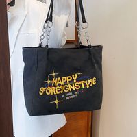 Women's Large Canvas Letter Classic Style Zipper Tote Bag main image video