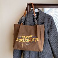 Women's Large Canvas Letter Classic Style Zipper Tote Bag sku image 2