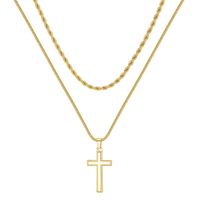 304 Stainless Steel 18K Gold Plated Casual Vintage Style Plating Cross Layered Necklaces main image 2