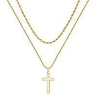 304 Stainless Steel 18K Gold Plated Casual Vintage Style Plating Cross Layered Necklaces sku image 11