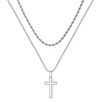304 Stainless Steel 18K Gold Plated Casual Vintage Style Plating Cross Layered Necklaces sku image 2