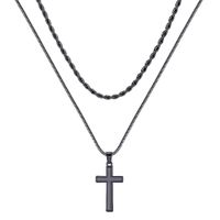 304 Stainless Steel 18K Gold Plated Casual Vintage Style Plating Cross Layered Necklaces main image 1