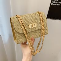 Women's Medium Straw Solid Color Vintage Style Classic Style Flip Cover Crossbody Bag main image 2