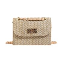 Women's Medium Straw Solid Color Vintage Style Classic Style Flip Cover Crossbody Bag sku image 1