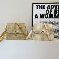 Women's Medium Straw Solid Color Classic Style Flip Cover Crossbody Bag main image video
