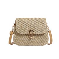 Women's Medium Straw Solid Color Classic Style Flip Cover Crossbody Bag sku image 1