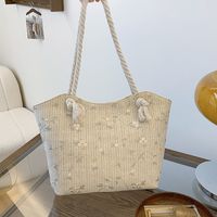 Women's Large Straw Solid Color Basic Classic Style Zipper Straw Bag main image 2