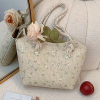 Women's Large Straw Solid Color Basic Classic Style Zipper Straw Bag main image 4
