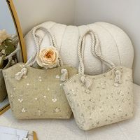 Women's Large Straw Solid Color Basic Classic Style Zipper Straw Bag main image 1