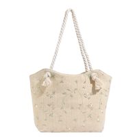 Women's Large Straw Solid Color Basic Classic Style Zipper Straw Bag sku image 2