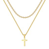 304 Stainless Steel 18K Gold Plated Casual Vintage Style Plating Cross Pendant Necklace main image 6