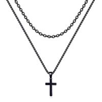 304 Stainless Steel 18K Gold Plated Casual Vintage Style Plating Cross Pendant Necklace main image 5