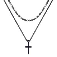 304 Stainless Steel 18K Gold Plated Casual Vintage Style Plating Cross Pendant Necklace sku image 7