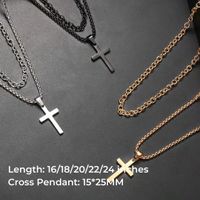 304 Stainless Steel 18K Gold Plated Casual Vintage Style Plating Cross Pendant Necklace main image 2