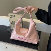 Women's Medium Pu Leather Solid Color Basic Classic Style Sewing Thread Zipper Shoulder Bag main image 6
