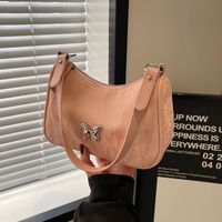 Women's Medium Pu Leather Solid Color Butterfly Classic Style Streetwear Zipper Underarm Bag sku image 3