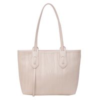 Women's Large Pu Leather Solid Color Classic Style Sewing Thread Zipper Tote Bag sku image 3