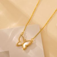 Wholesale Jewelry Elegant Solid Color Butterfly Alloy Copper Zircon 18K Gold Plated Plating Inlay Pendant Necklace main image 9