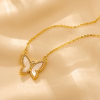 Wholesale Jewelry Elegant Solid Color Butterfly Alloy Copper Zircon 18K Gold Plated Plating Inlay Pendant Necklace main image 6