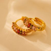 1 Pair Elegant Solid Color Color Block Plating Inlay Copper Zircon 18K Gold Plated Earrings main image 7