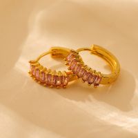 1 Pair Elegant Solid Color Color Block Plating Inlay Copper Zircon 18K Gold Plated Earrings main image 8