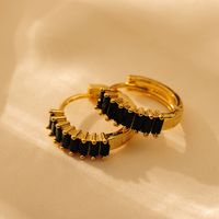 1 Pair Elegant Solid Color Color Block Plating Inlay Copper Zircon 18K Gold Plated Earrings sku image 1