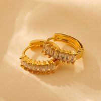 1 Pair Elegant Solid Color Color Block Plating Inlay Copper Zircon 18K Gold Plated Earrings main image 4