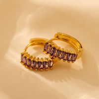 1 Pair Elegant Solid Color Color Block Plating Inlay Copper Zircon 18K Gold Plated Earrings main image 9