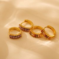 1 Pair Elegant Solid Color Color Block Plating Inlay Copper Zircon 18K Gold Plated Earrings main image 6