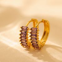 1 Pair Elegant Solid Color Color Block Plating Inlay Copper Zircon 18K Gold Plated Earrings main image 10