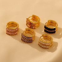 1 Pair Elegant Solid Color Color Block Plating Inlay Copper Zircon 18K Gold Plated Earrings main image 3