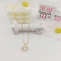 304 Stainless Steel Simple Style Classic Style Inlay Solid Color Rhinestones Pendant Necklace main image 1