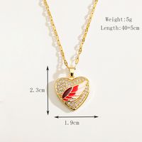 Titanium Steel Copper Gold Plated IG Style Shiny Enamel Inlay Heart Shape Wings Zircon Pendant Necklace main image 2