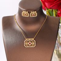 Copper 18K Gold Plated Shiny Inlay Solid Color Zircon Jewelry Set main image 3