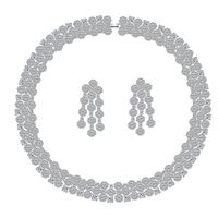 Kupfer Versilbert Elegant Braut Inlay Quadrat Wassertropfen Künstliche Edelsteine Schmuck-Set main image 8