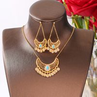 Copper 18K Gold Plated Glam Retro Inlay Solid Color Zircon Jewelry Set main image 2