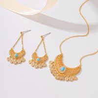 Copper 18K Gold Plated Glam Retro Inlay Solid Color Zircon Jewelry Set main image 3