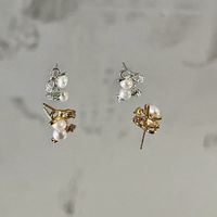 1 Pair Simple Style Bow Knot Inlay Sterling Silver Pearl Ear Studs main image 2