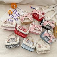 Girl'S Small Woolen Solid Color Elegant Cute Beading Diamonds Magnetic Buckle Square Bag main image 1